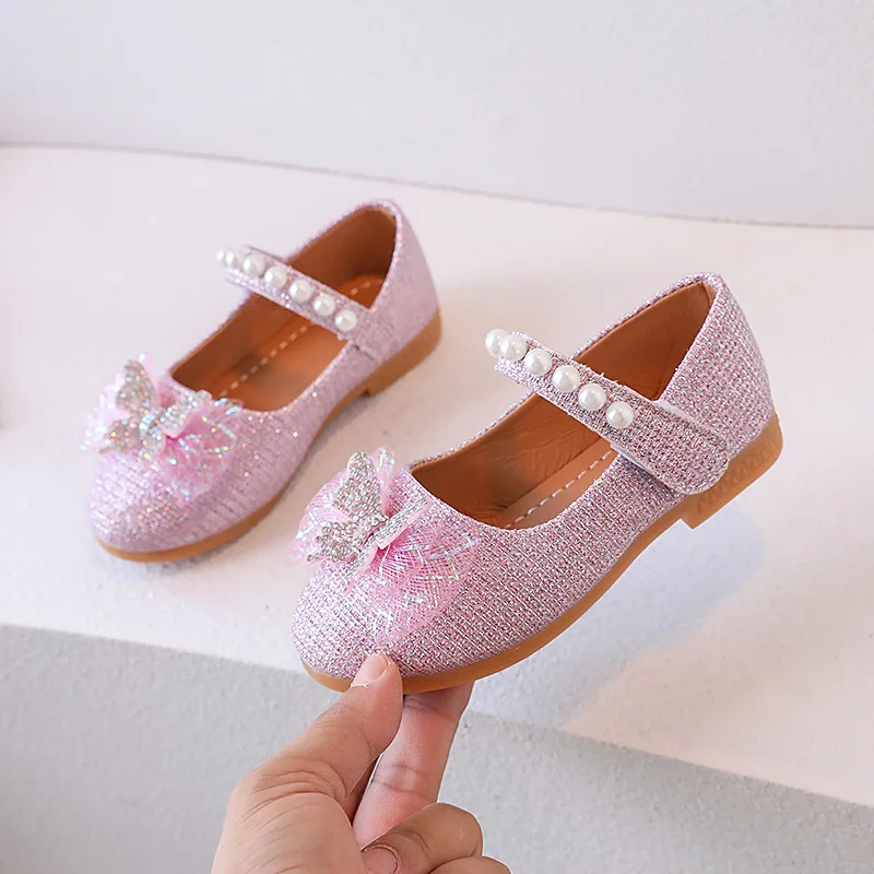 Spring Autumn Girls Shoes Kids Princess Shoes For wedding Party Children single Shoes Girls Leather Shoes Pink Silver Gold