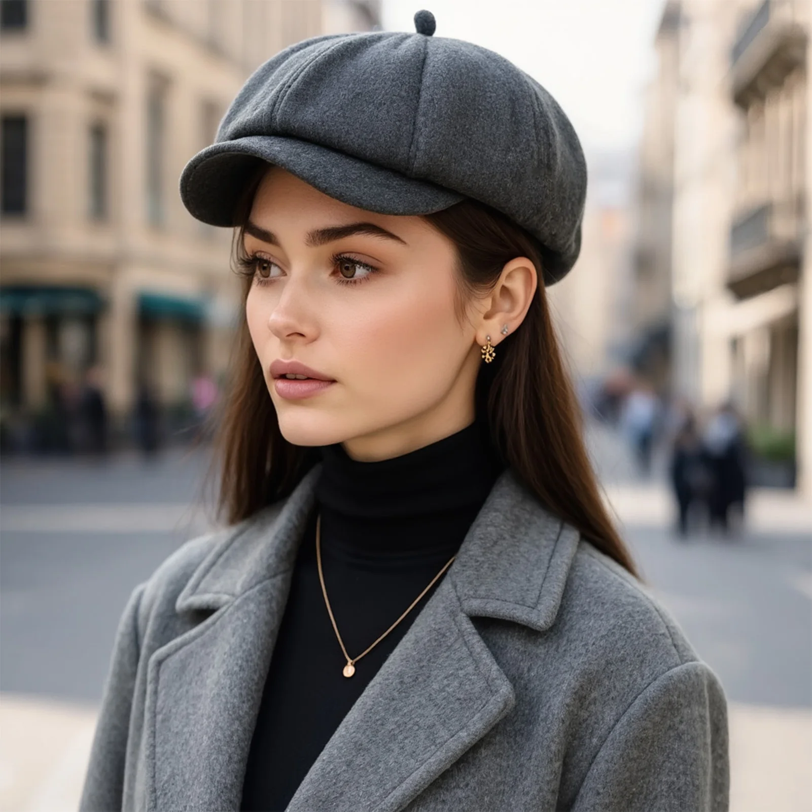 Woollen Beret Hat for Winter Warmth Women Men Retro Newsboy Cap Classic Eight-Corner Soft Fabric Flat Cap Gift Idea
