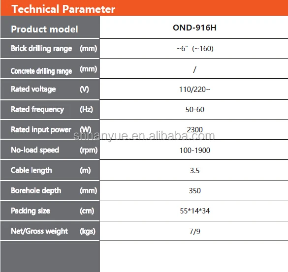 Cayken handheld diamond core drill OND-916H 160mm drilling range