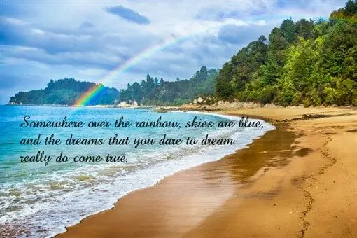 RAINBOW OVER TROPICAL BEACH Inspirational, Art Picture Print Silk Poster, Home Wall Decor