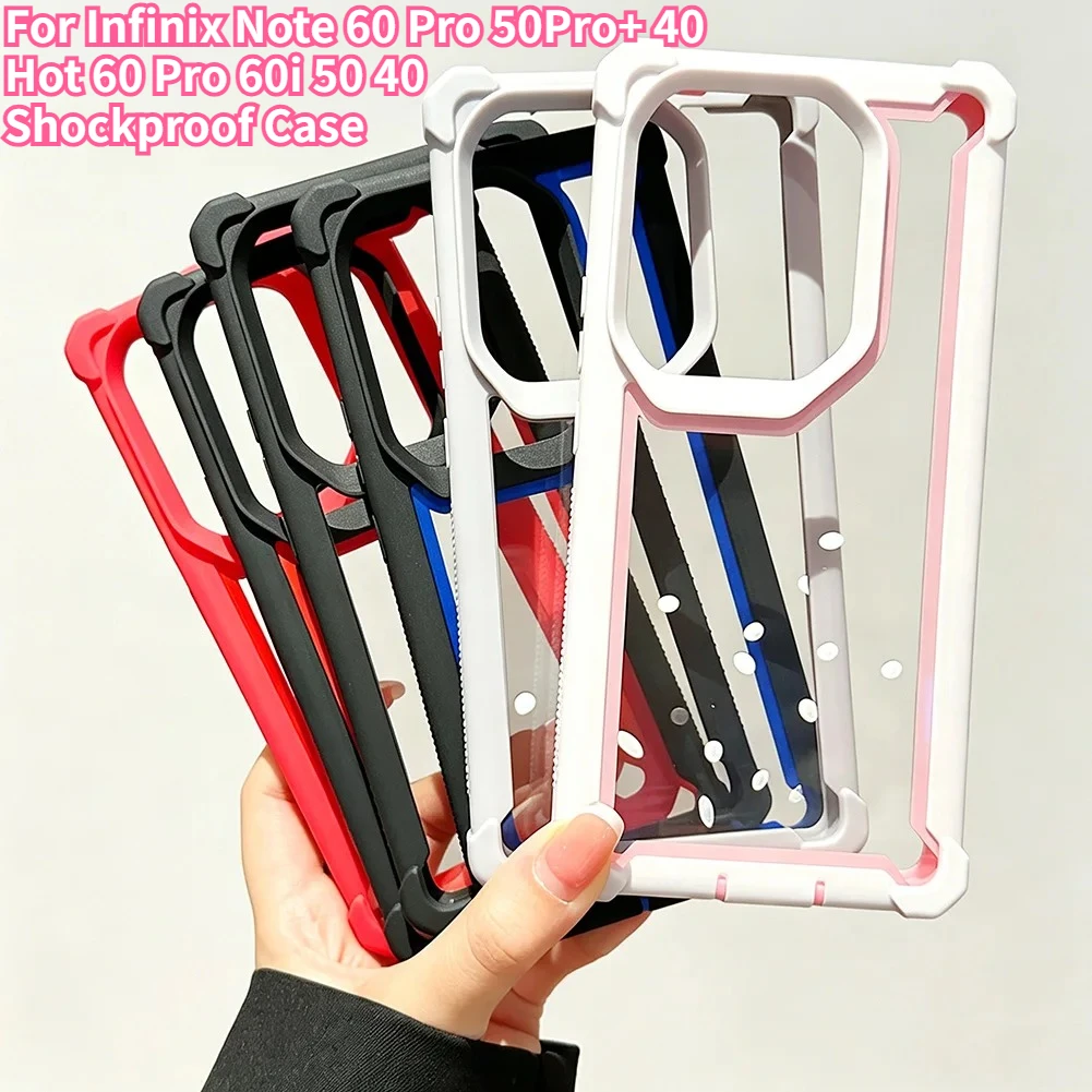 TPU+PC Anti-drop Armor Case for Infinix Note 60 Pro 50Pro 40 Hot 60 Pro 60i 50 40 Clear Heavy Duty Silicone Full Protect Cover