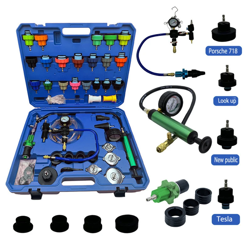 Radiator Coolant Pressure Tester Vacuum Refill Tool Kit Automotive Cooling System Leak Test and Pneumatic Purge Fill Set