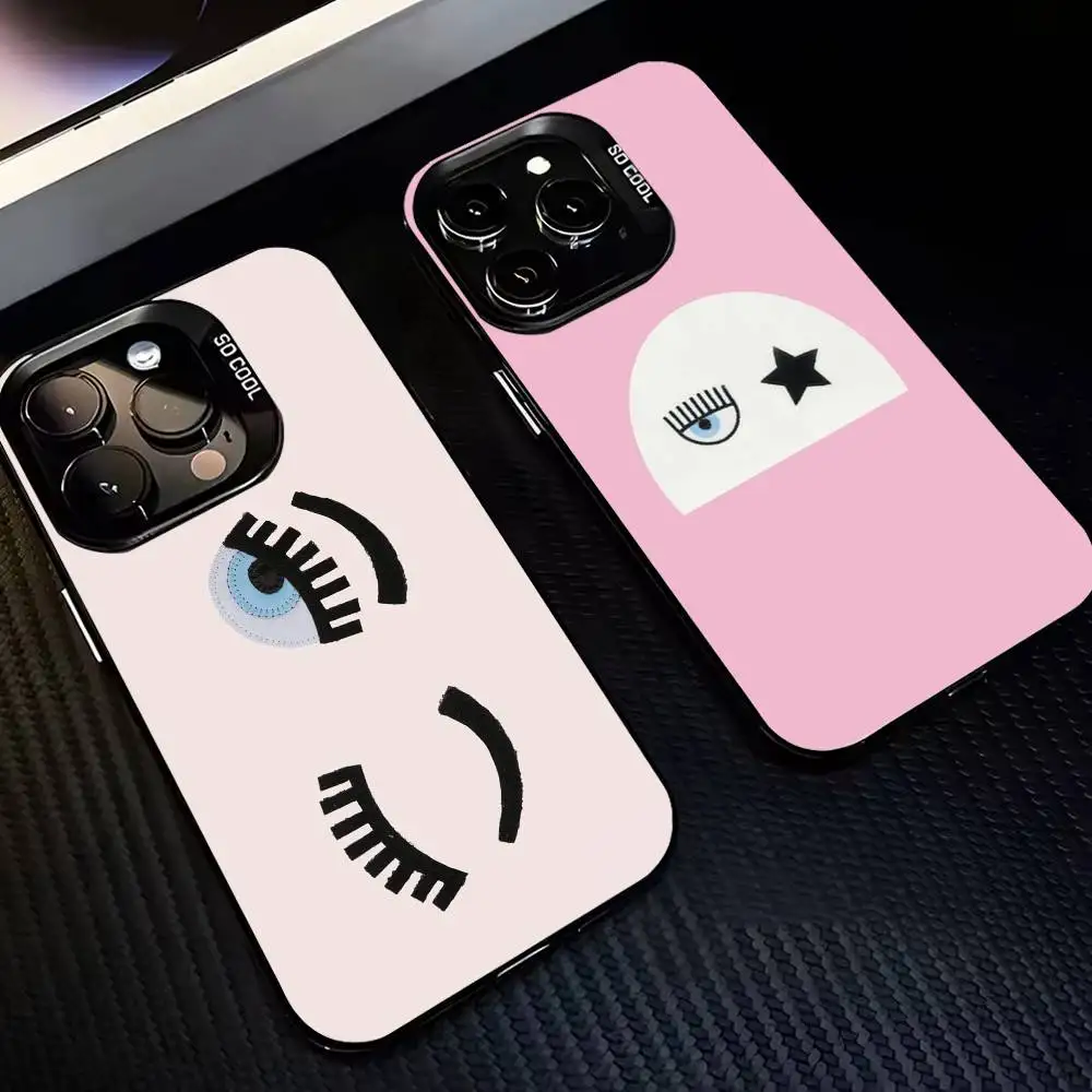 

Hot-t-Ferragnie-s-Eyes Chiara Phone Case For iPhone17,16,15,14,13,12,11,Pro,MAX White Matte Shockproof Cover