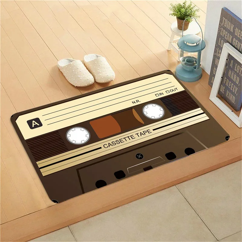 Nostalgic cassette pattern printed floor mat bathroom absorbent mat home decoration bedroom living room entrance entrance carpet