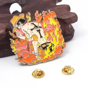 Brosche Anime Ace Nagellack, heißer Mann Pin, japanische Kerzengeschichte, Cosplay -Requisiten, Schmuck -Rucksack, Geschenk für Fans, Männer und Frauen 10 Hauptverkaufs -Top -Läden Schmuck - №9