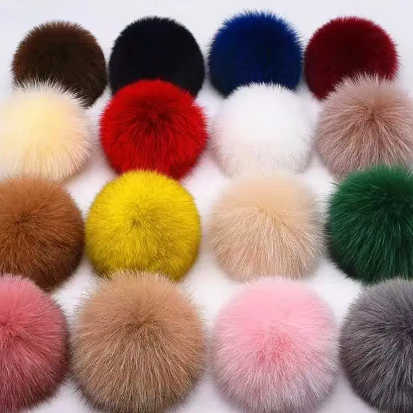 Real Natural Mink Fox Pompoms Fur Balls 9cm Fluffy Mink Fur Pompones 90mm DIY Pom Pom Garment Decor Sewing Craft Supply Material