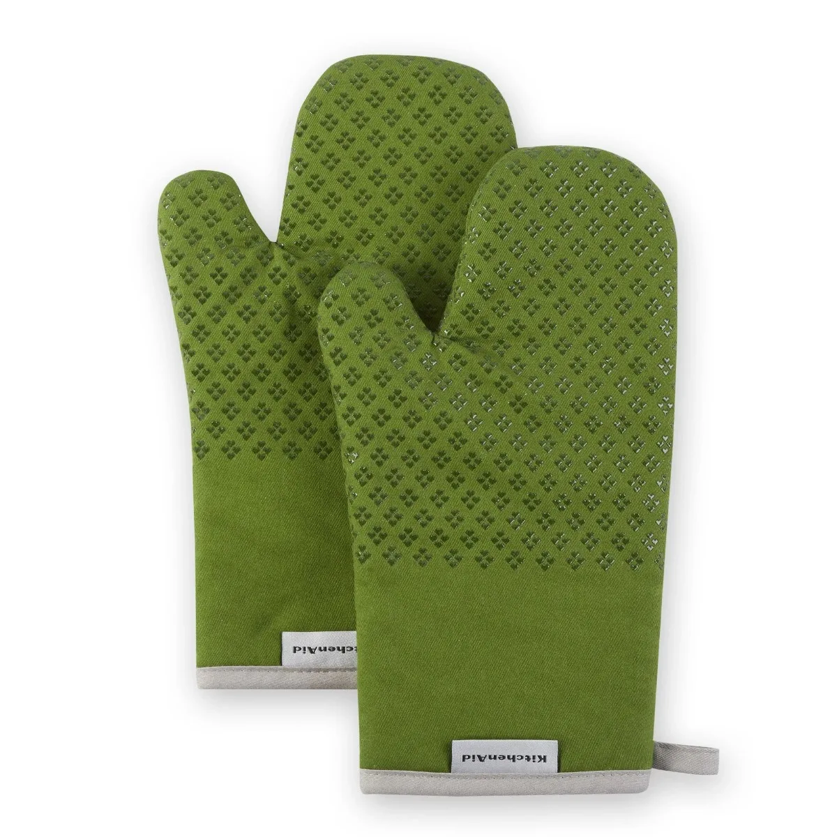 

Oven Mitt 2-Pack Set, Matcha Green, 7"x12.5" heart-shaped silicone grips protect your hands