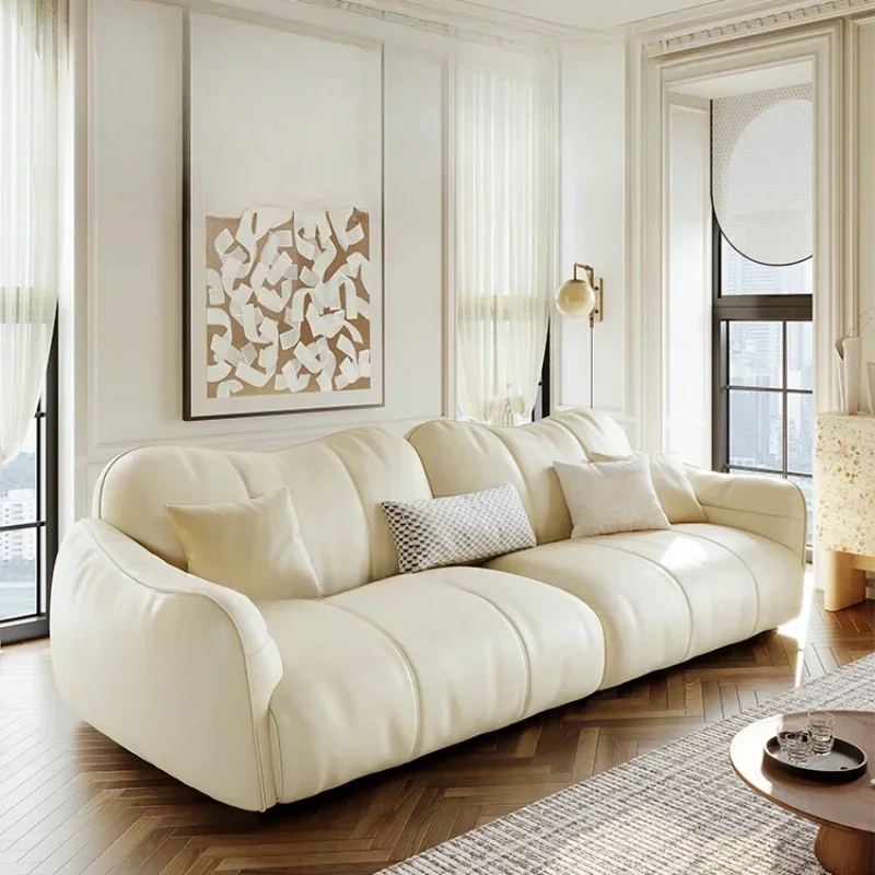 

light luxury curved corner, real cowhide small apartment