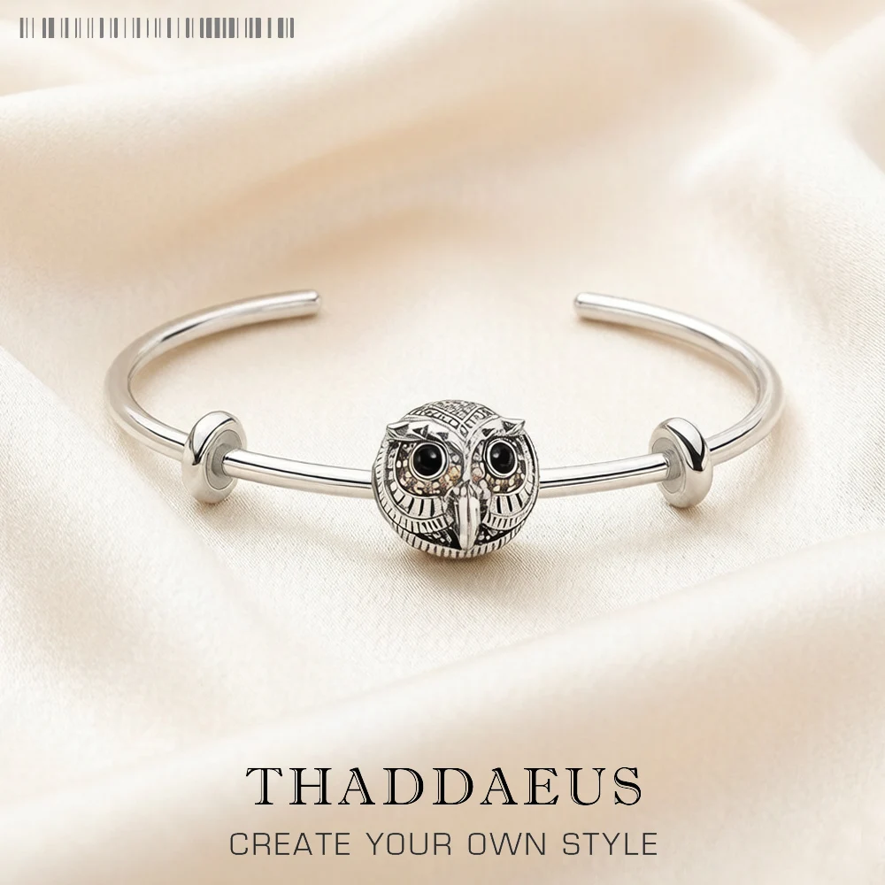Bracelet Bangles Owl Bead Fashion Karma Jewelry Vintage Gift For Women Men,Brand New Good In 925 Sterling Silver