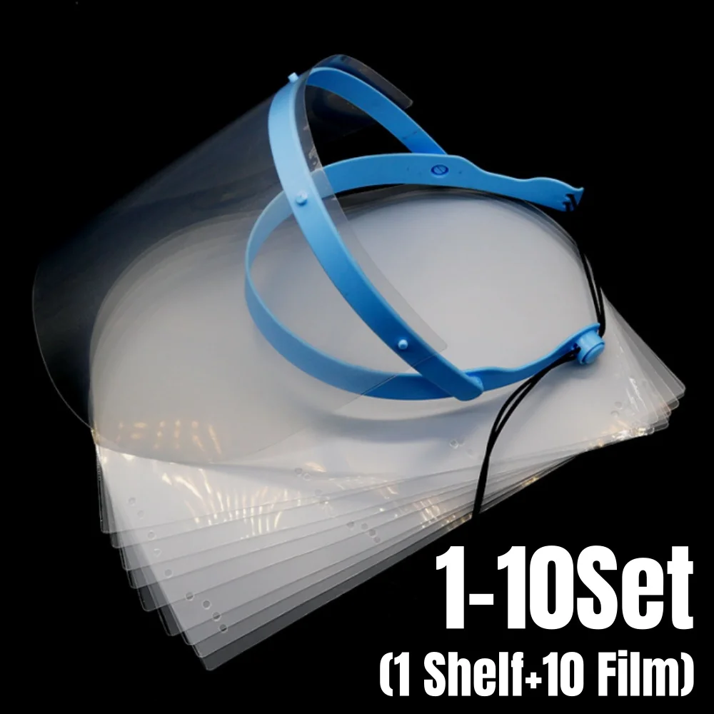 1/2/3/5/10Set Transparent Adjustable Dental Protective Face Shield Detachable Face Shield Anti-Fog Dustproof Replacement Mask