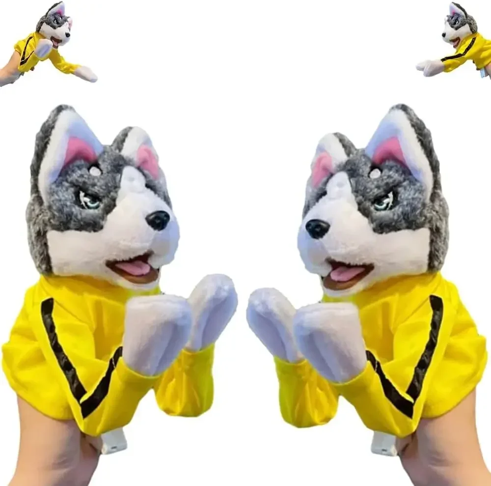 Electric Sounding Hand Puppet Dog Toy Children Plush Boxing Husky Doll Interactive Tricky Child Soothing Toy Christmas Gift