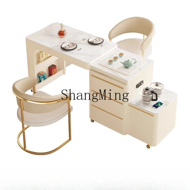 

SM removable retractable rotating small tea table cream wind small apartment household balcony tea table and chair combination