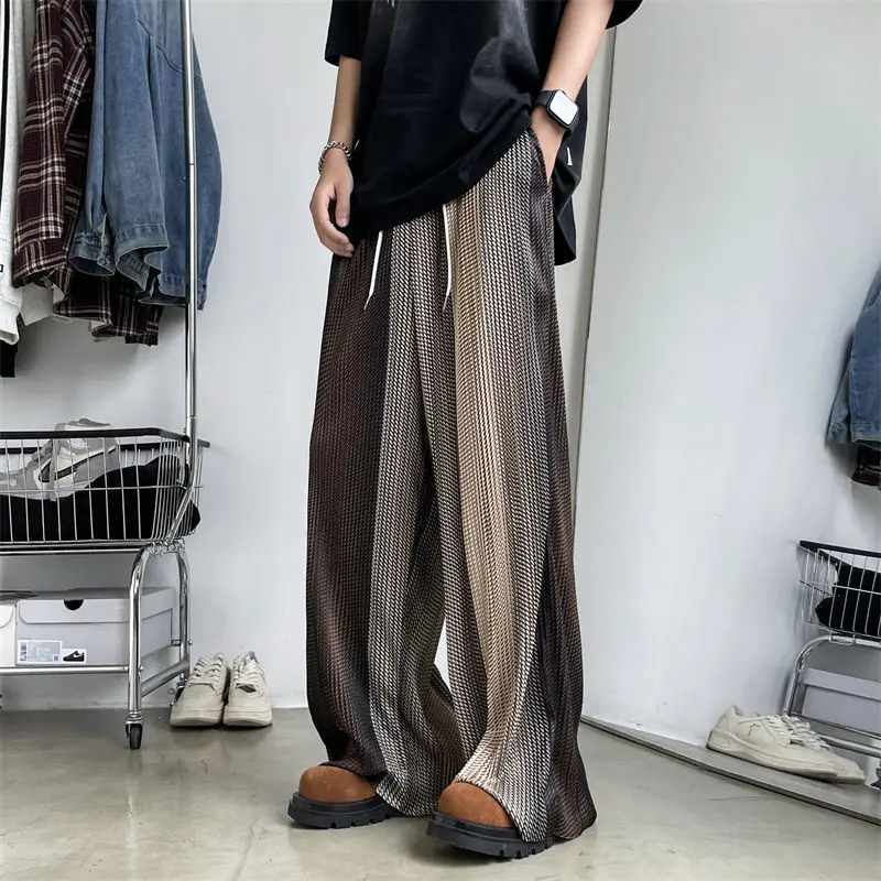 Casual Pants Men Japanese Trendy Brand Splicing Contrasting Colors Loose Versatile Gradient Straight-leg Floor-length Trousers