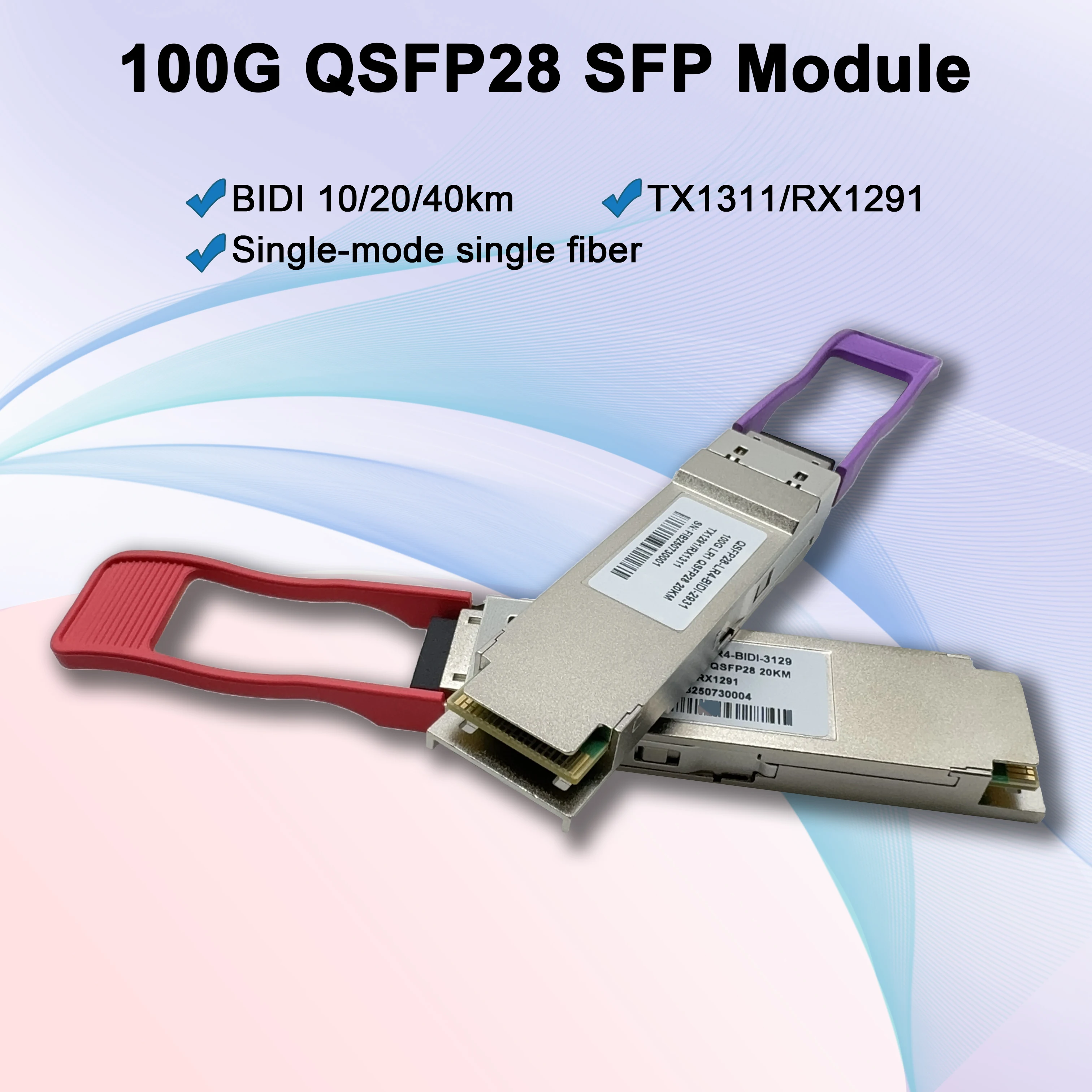 

100G 10/20/40km qsfp28 BIDI GBIC Single-mode LC Transceiver Fiber optic Module for Cisco Huawei Mellanox For Ethernet switch