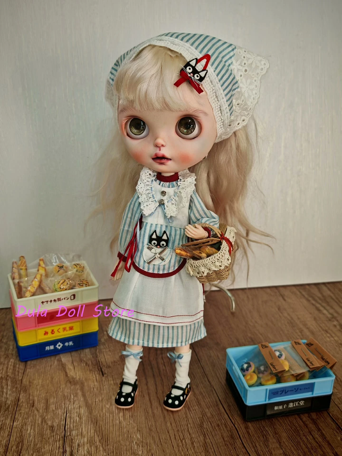 Dula Doll Clothes Blue stripe skirt set Blythe Qbaby ob24 ob22 Azone Licca ICY JerryB 1/6 Bjd Doll Accessories