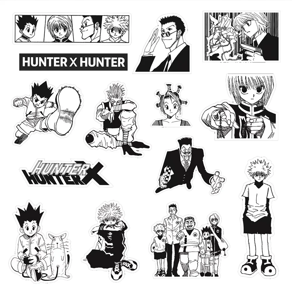 

10/30/70pcs HUNTER×HUNTER Anime Stickers Classic Black White Manga Decals DIY Skateboard Phone Notebook Cool Sticker Decoration