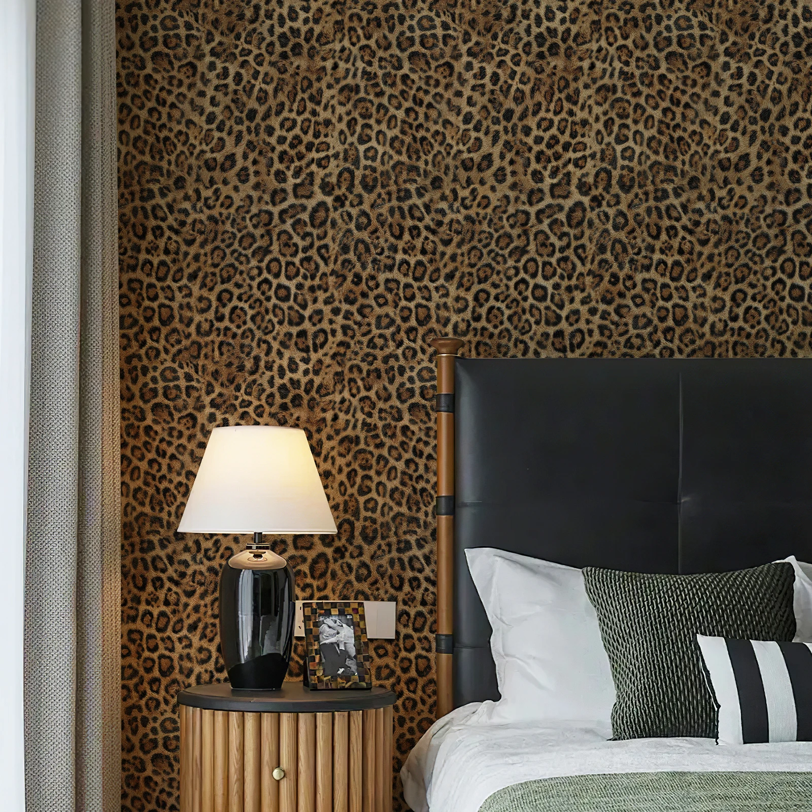 Classic Dark Brown Leopard Peel And Stick PVC Wallpaper Morden Waterproof Living Room Cabinet Sticker For Furniture
