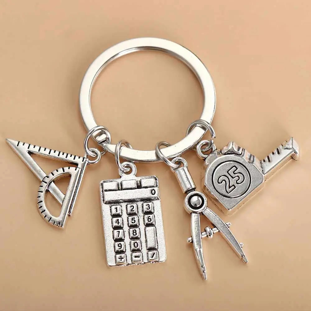 DIY Jewelry Math Formulas Keychain Compasses Calculator Geometry Keychain Retro Book Student Keychain Teachers' Day Gifts