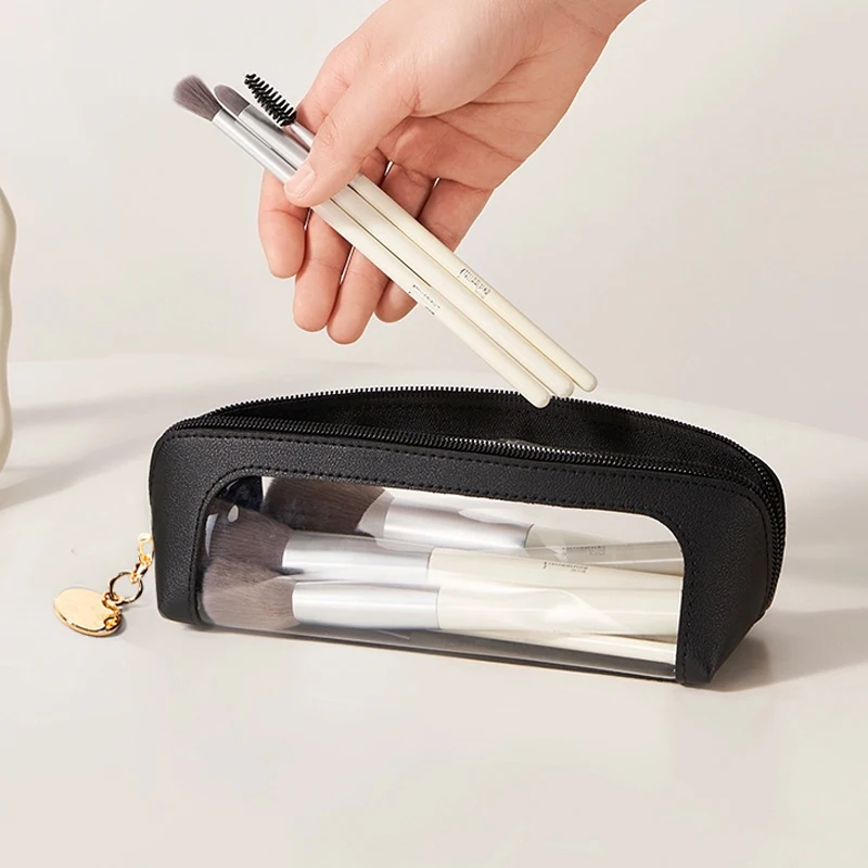 

Travel Cosmetic Bag Makeup Brush Storage Bag Portable Wash Toiletries Organizer PU Portable Small Wash Bag Pouch Pencil Case