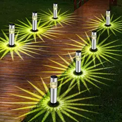 Solar Path Lights Outdoor Waterproof Stainless Steel LED Landscape Lighting Solar Garden Lights for Driveway Pathway Patio Yard