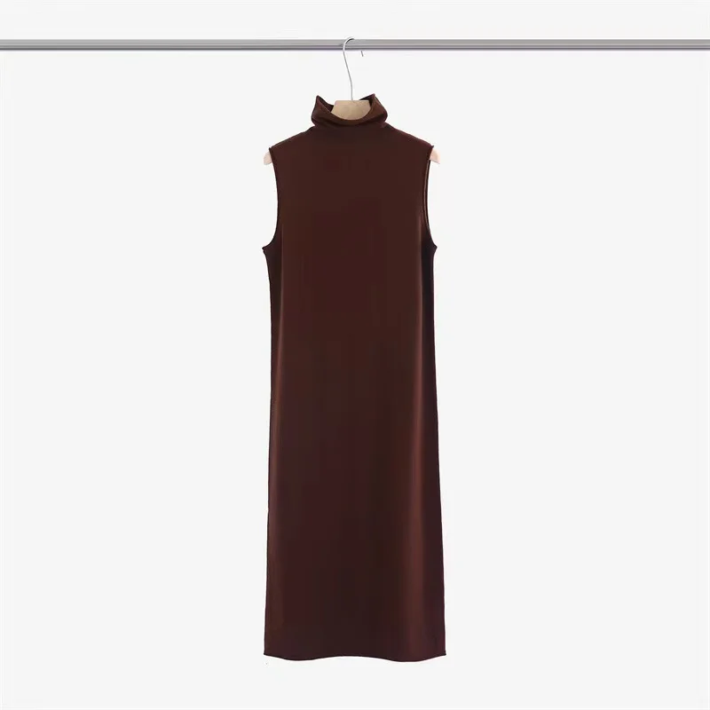 2024 Women's Clothing sleeveless stand collar dress Spring Summer New No.49