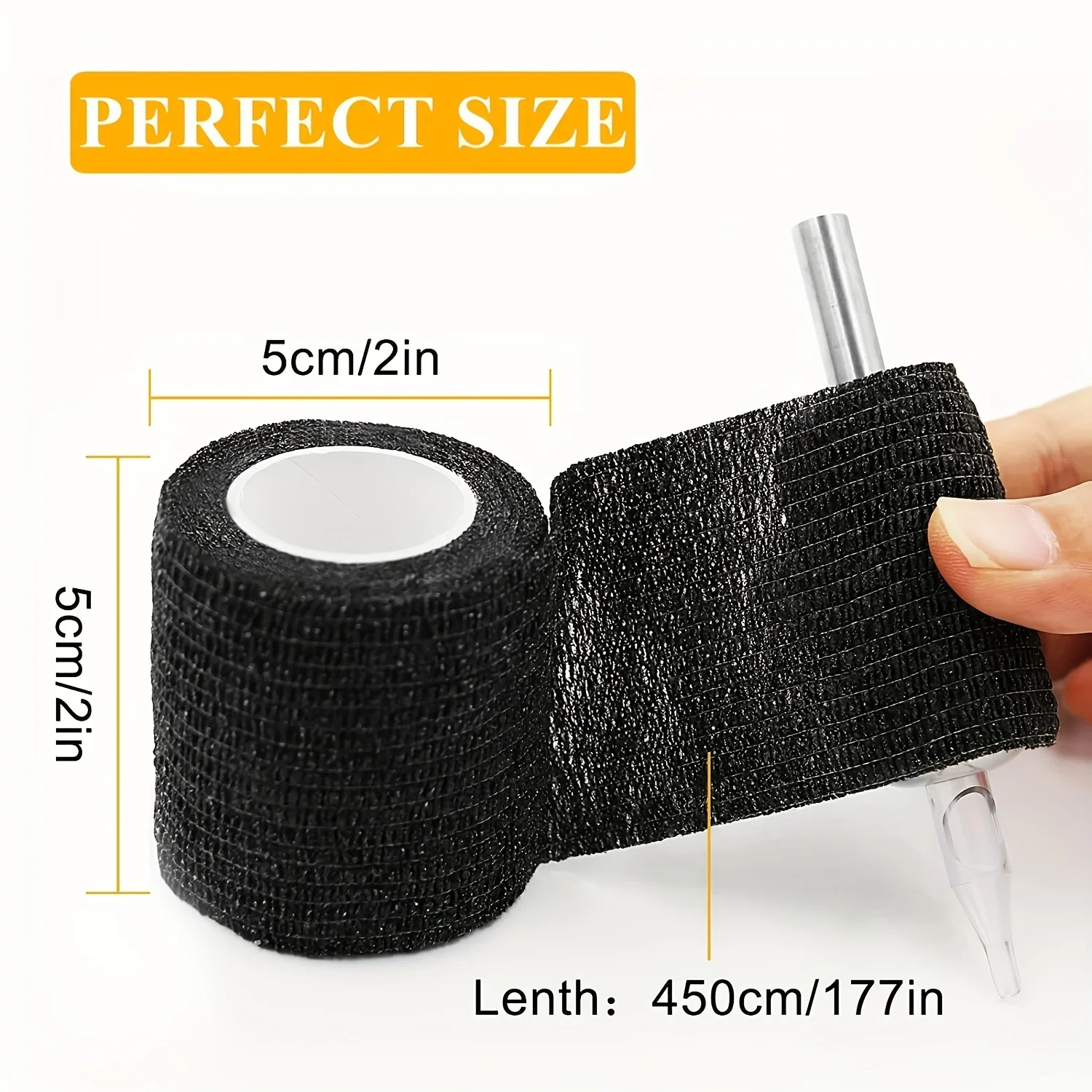 48/24/3PCS Black Tattoo Grip Cover Wraps Self-Adhesive Elastic Bandage Tape Breathable Strong Sports Tape Athletic Bandage Rolls view 4