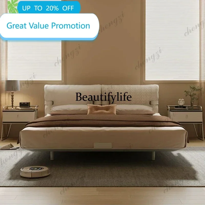 JJCC  180x200cm Modern Luxury Carbon Steel Suspension Double Bed Removable and Washable Fabric Bedroom Beds and Bed Frames