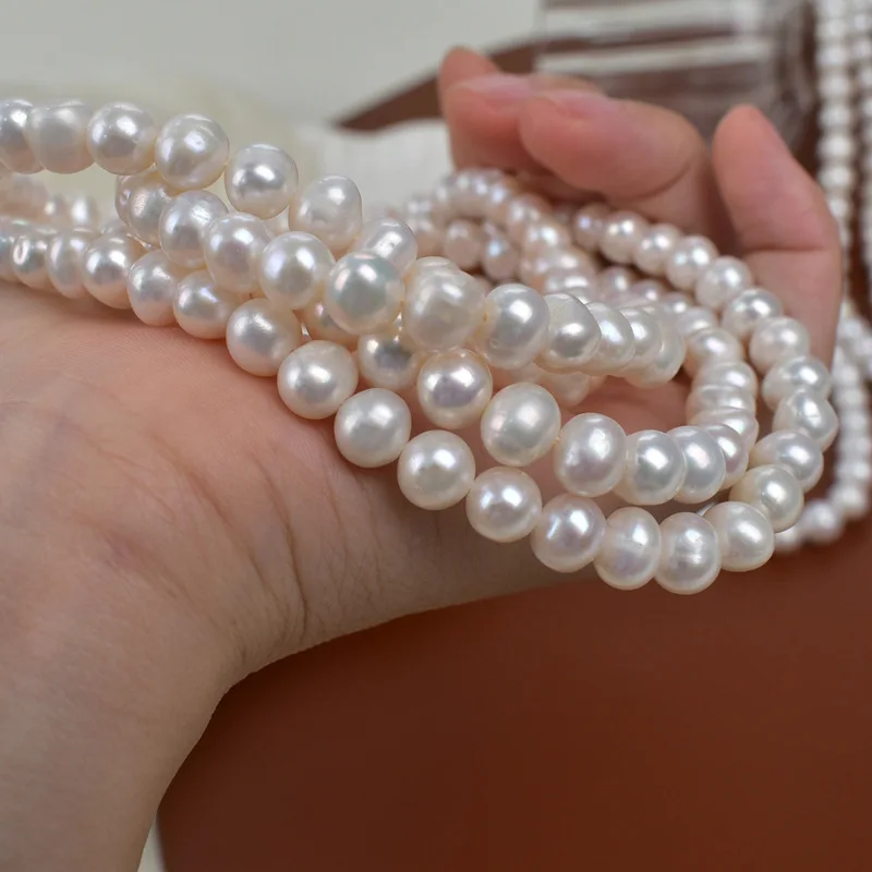Natural 6-7mm Pearl Sweater Chain, Simple and Versatile, Perfect for Cheongsams, Elegant Necklace with Spiral Design