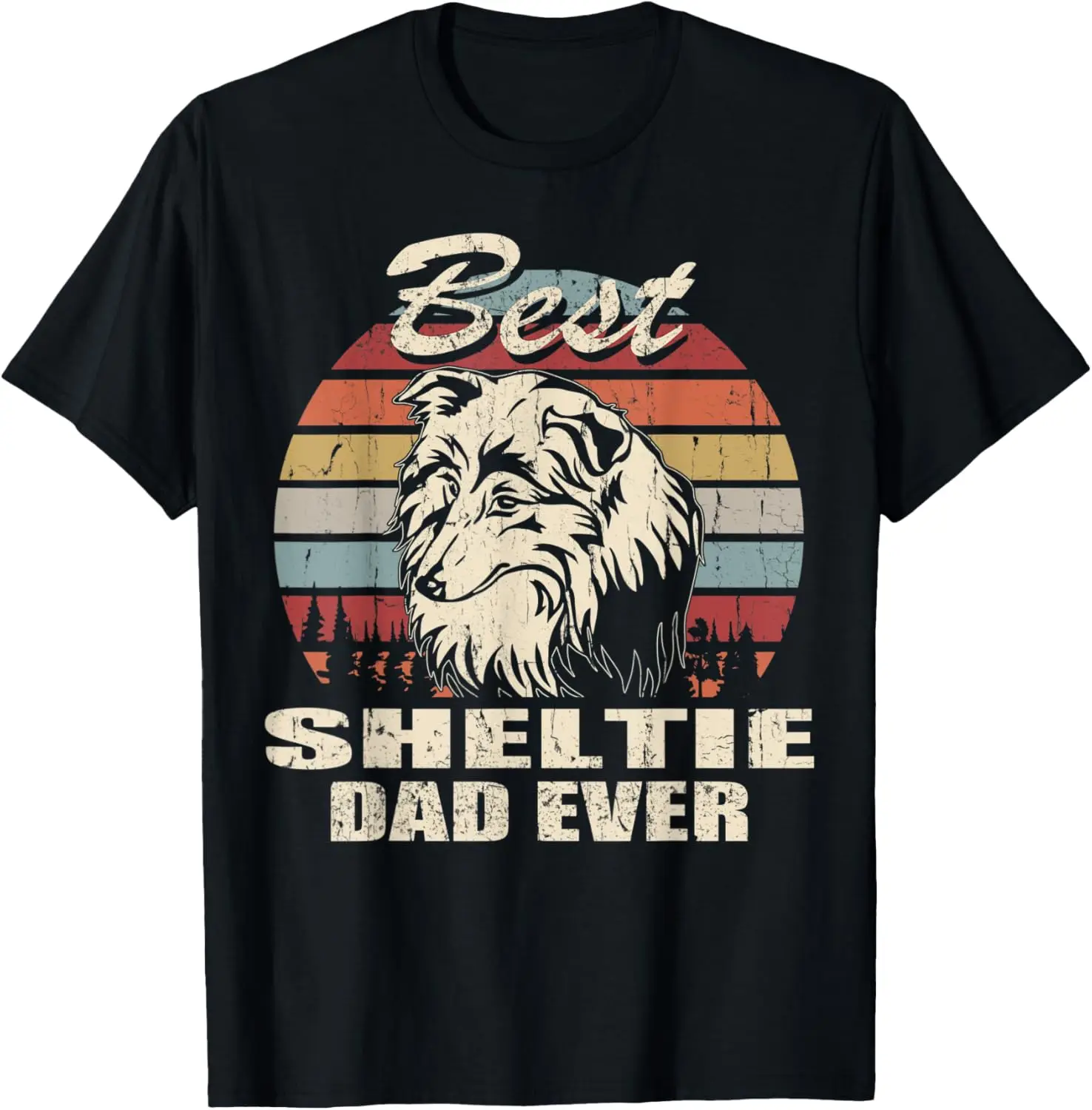 

Best Sheltie Dad Ever Vintage Retro Dog Dad T-Shirt