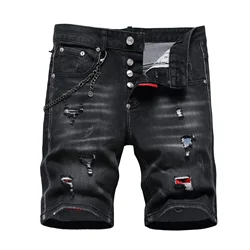 2024 Mens Ripped Jeans Luxury Brands Male Street Slim Fit Jeans Quality Summer Classic Denim Shorts Men Black Jeans Size 60