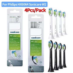 4Pcs Replacement Brush Heads For Philips HX6064 Sonicare W2 Toothbrush Heads White Standard Sonic Electric Toothbrush Heads