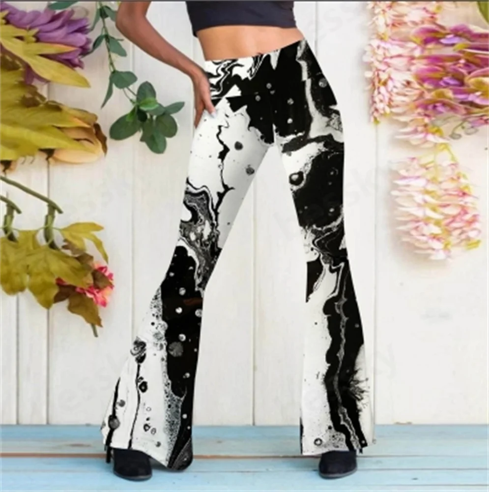 

Ladies High Waist Wide Leg Casual Flared Pants Colored Ink Comfortable Fit Fashionable Ladies Trousers