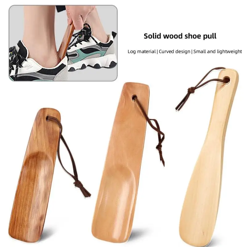 1/2/3pcs Shoe Lift 54cm Wooden Shoe Horn Spoon Shape Shoehorn Shoe Lifter Tool Flexible Sturdy Slips Lazy Shoe Helper