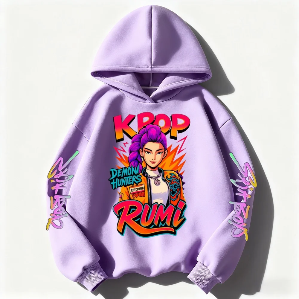 عشاق الفيلم هدية هوديي الفتيات الاطفال Huntrix Kpop شيطان الصيادين الأطفال البلوز لطيف النمر Harajuku هودي للبنين بنات #6