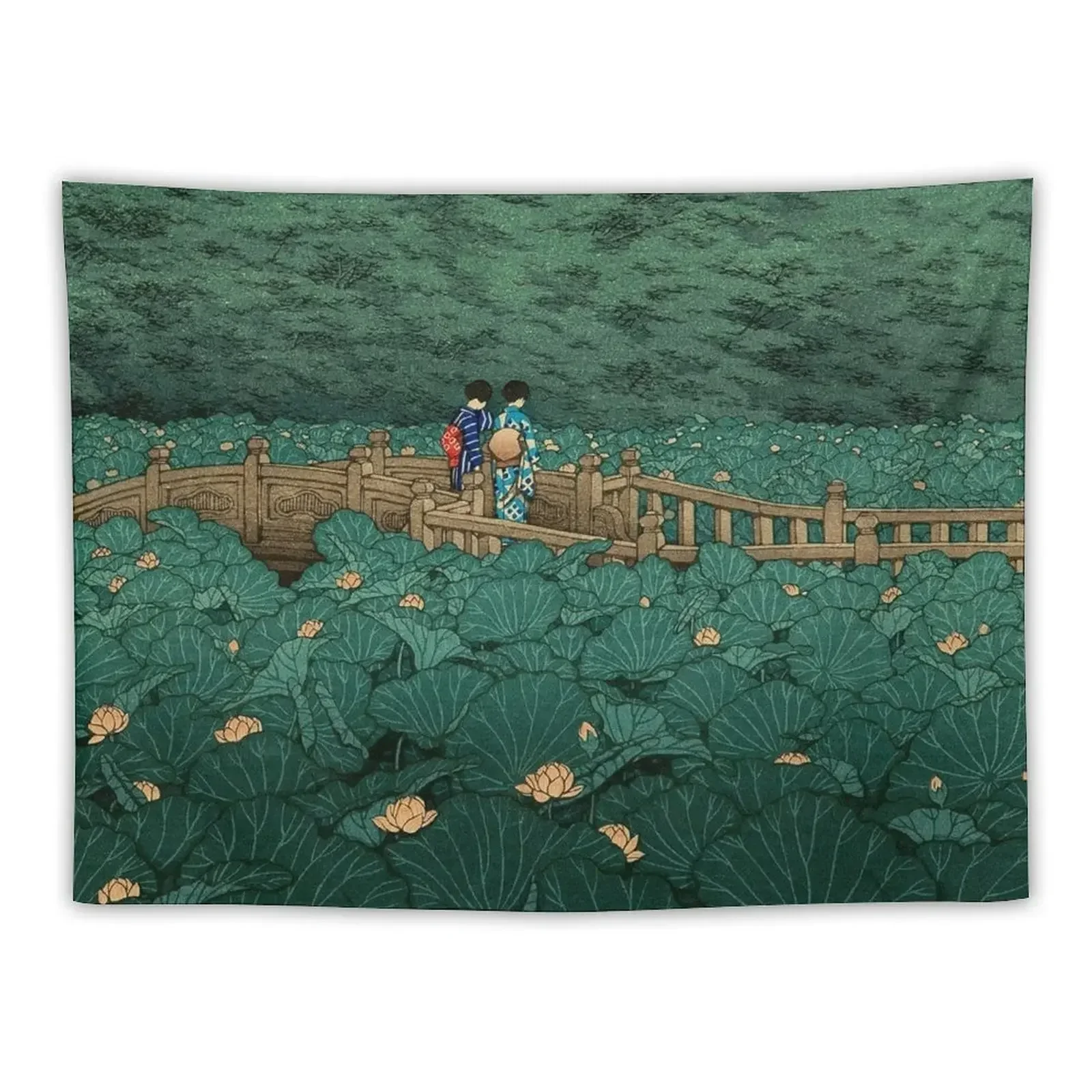 Shiba Benten ike - Hasui Kawase Tapestry Decoration For Bedroom Decoration Aesthetic Tapestry