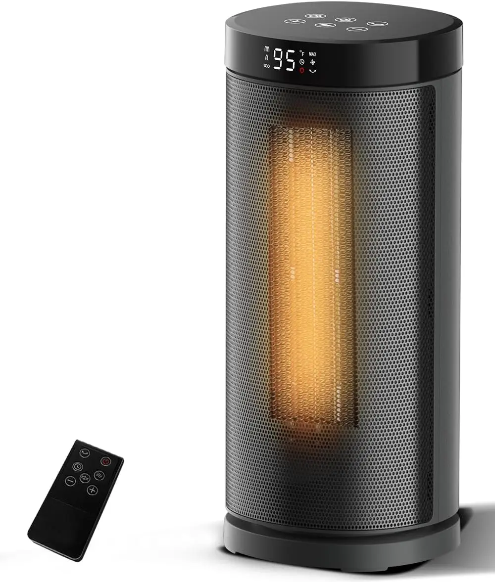 

1500W Portable Ceramic Heater with Oscillation, Thermostat, Remote Control for Fast Indoor Heating