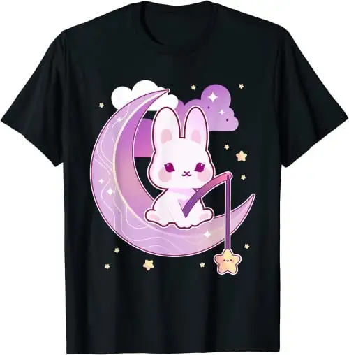 Moon Bunny Pastel Goth Kawaii Lilac Clouds T Shirt SweaT 27459