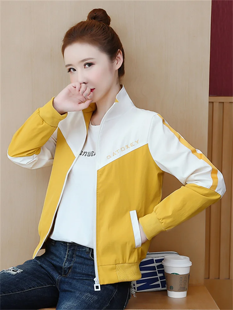 2025 جديد عصري مزاجه المرأة البيسبول سترة فضفاضة تناسب رقيقة قصيرة الأكمام كتلة اللون معطف غير رسمي ربيع الخريف الشتاء #3