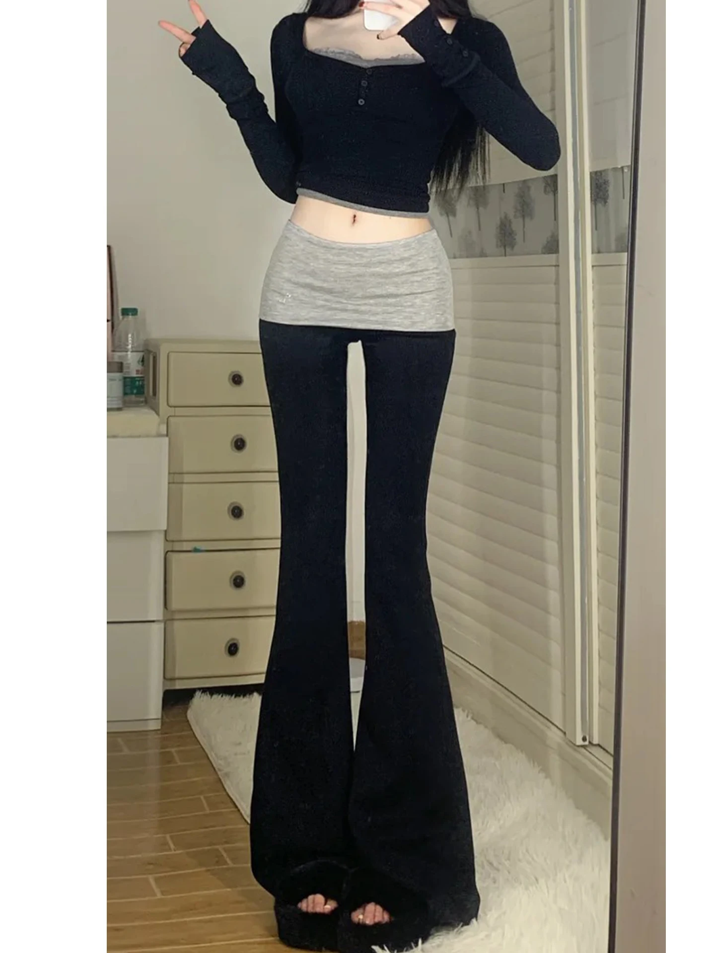 Pantaloni da yoga Bla Splice Faion da donna Casual dimagranti Spor Pantaloni micro-svasati Leggings lunghi a vita alta Misto poliestere