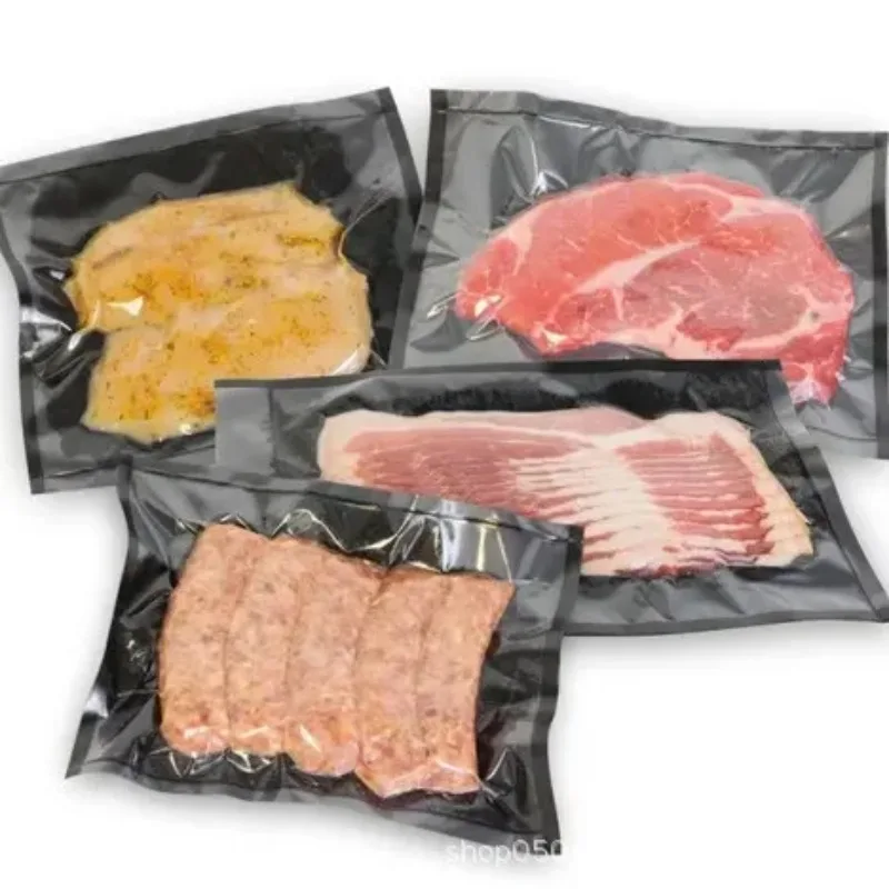 

100PCS Black Open Top Vacuum Sealer Bags -Cut Black Nylon Pouches for Food Saver, Meat, Seafood, Freezer Storage & Heat Sealing