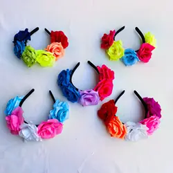 Rainbow Rose Headwear Simulated Flower Party Headband Carnival Hair Accessories Festival Party Supplies Cosplay Props 2024 New