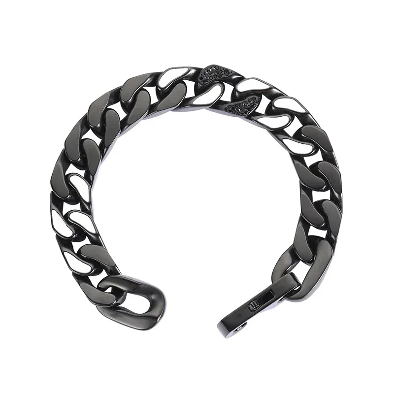 2026Stainless Steel Cuban Chain Niche Design Sense Hip Hop Rap Titanium Steel Zircon Men\'s Bracelet Jewelry
