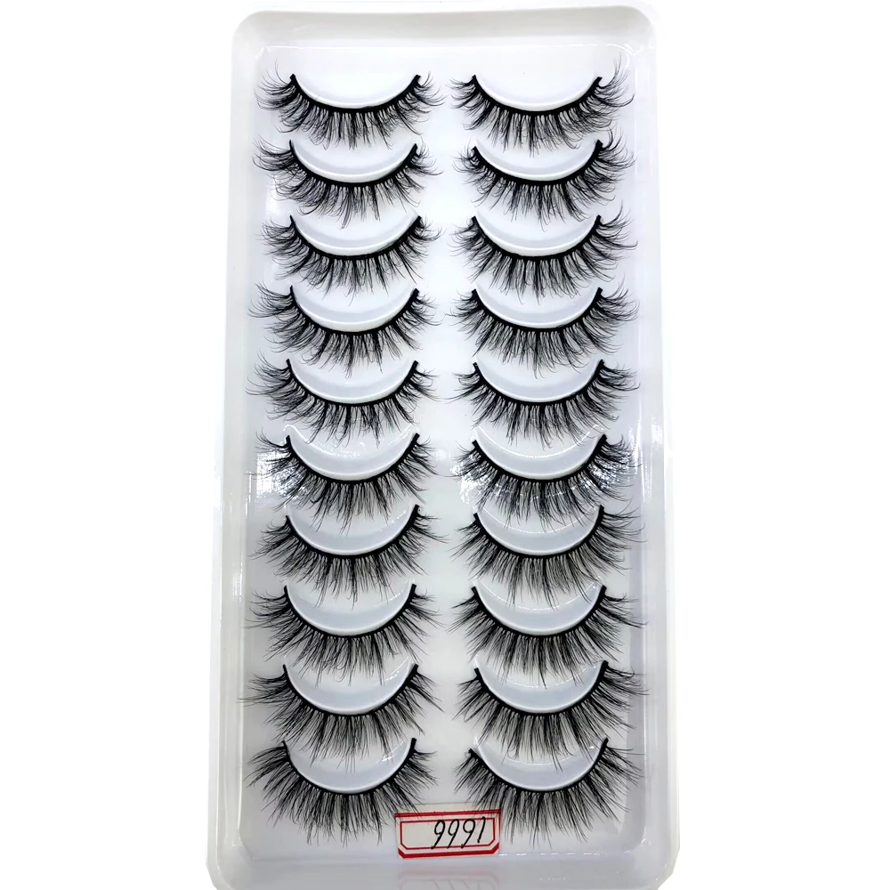 AMSDCN Künstliche Kurze Nerz-Wimpern, Natürlich Dramatische Falsche Wimpern, 10 Paar 3D-Wimpern für Make-up – Detail 32