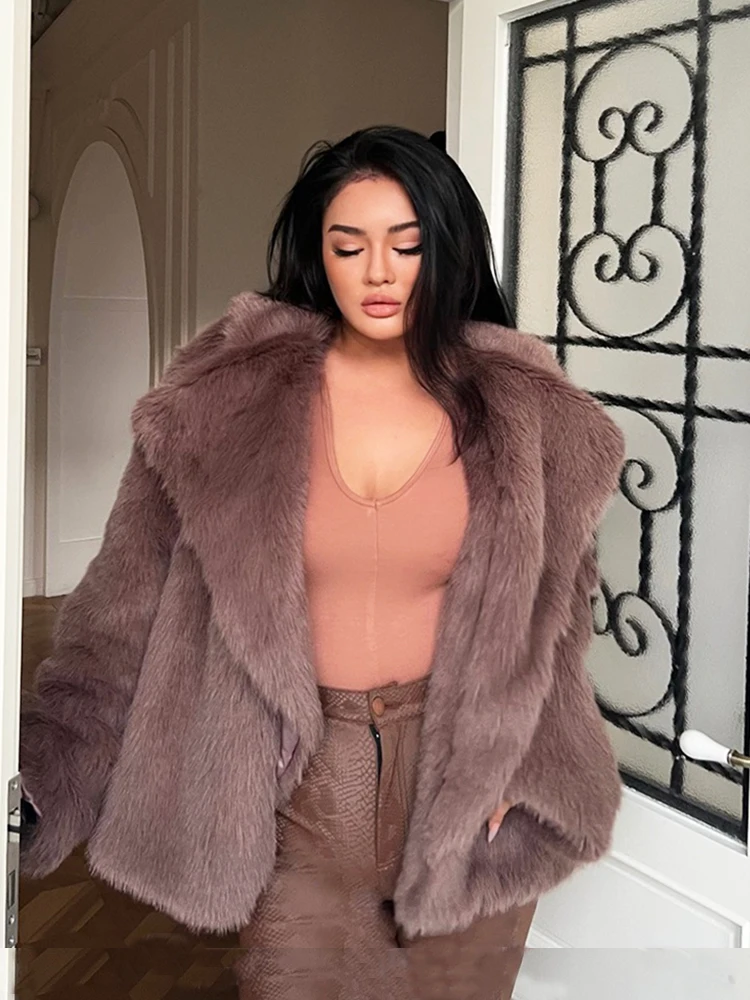 ZADORIN High Quality CHIC Winter Coats for Women Luxury Mid Long Faux Fox Fur Coat Fluffy Pink Fur Jacket New in Coats & Jackets