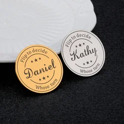 Personalised Decision Coin Customized Couples Flip Coin For Him Boyfriend Girlfriend Flip To Decide Prediction Anniversary Gifts