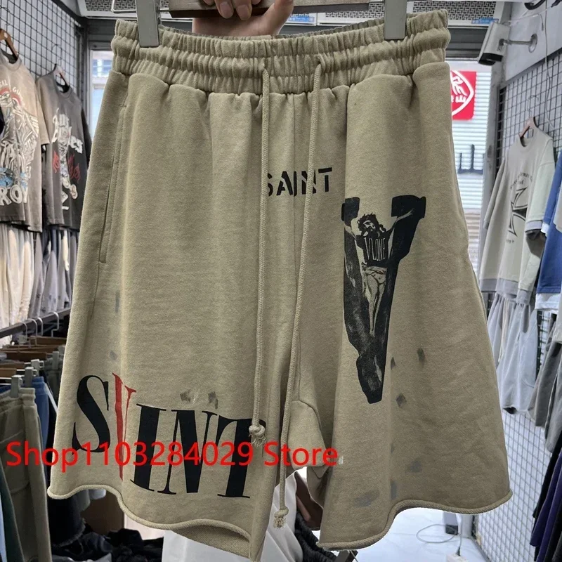 Pantalones cortos holgados de estilo Hip Hop para hombre y mujer, pantalón de chándal informal con estampado de letras y logotipo, Unisex, gran oferta, verano, 2024