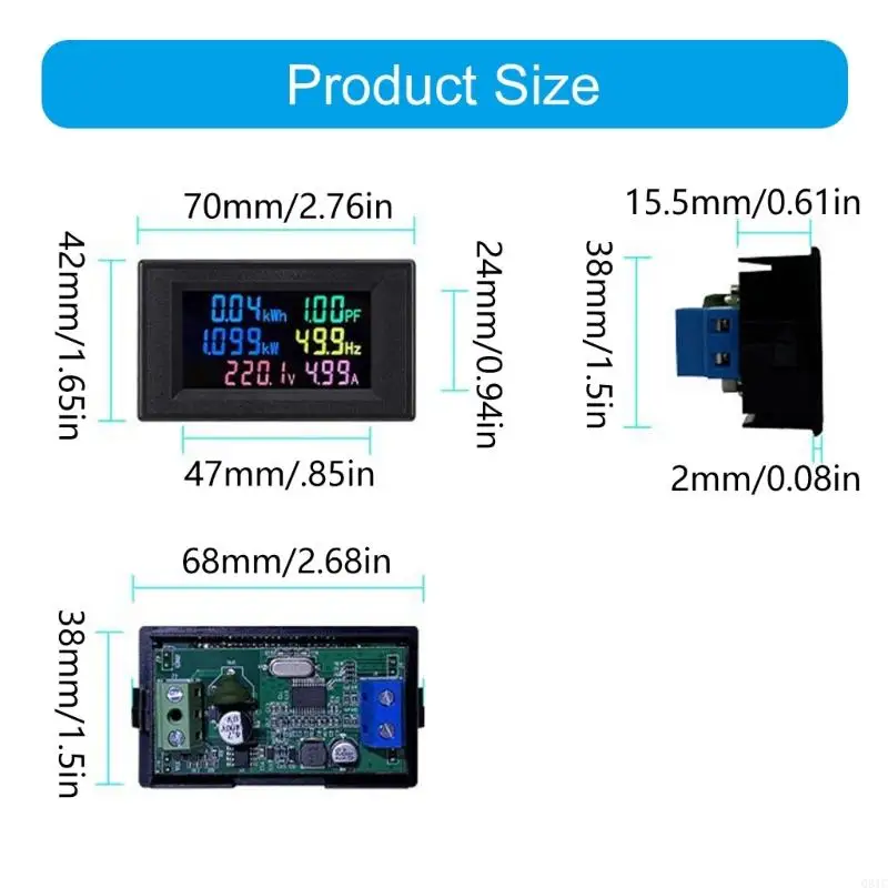 Q81C Home High Precise Single Phase Energy Monitoring Meter Realtime Electrical Parameter Analysis Color Display ABS Material