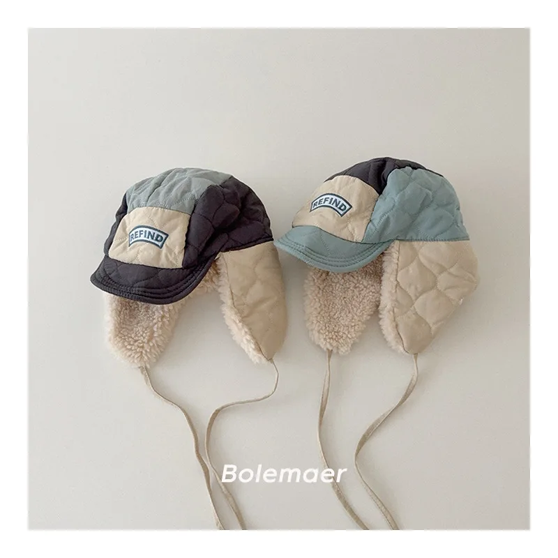 الشتاء الدافئة قبعات للأطفال اللون منعت الأطفال الصوف سدادات حماية الأذن قبعة للبنين بنات قبعات الطفل السفر الدافئة صوف الضأن قبعة