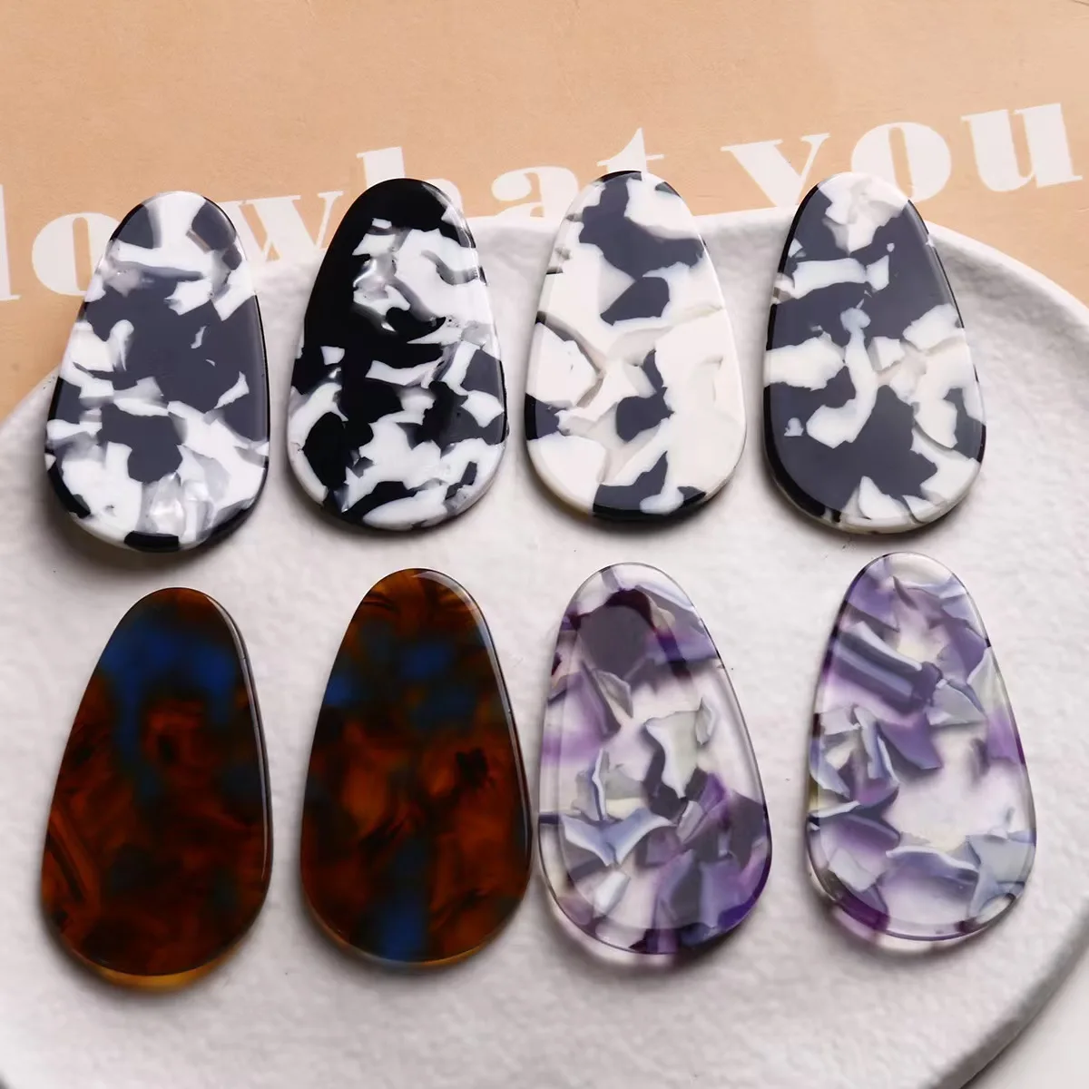 30Pcs/Lot Teardrop Acetate Beads, Colorful Cellulose Acetate Beads For DIY Hair Clips Earrings Jewelry Making Supplies