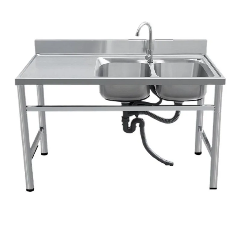 Stainless steel sink with bracket combined kitchen sink, household integrated thickened console with sink for commercial use